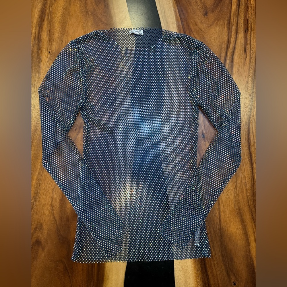Free People Sheer Long Sleeve Mesh Top